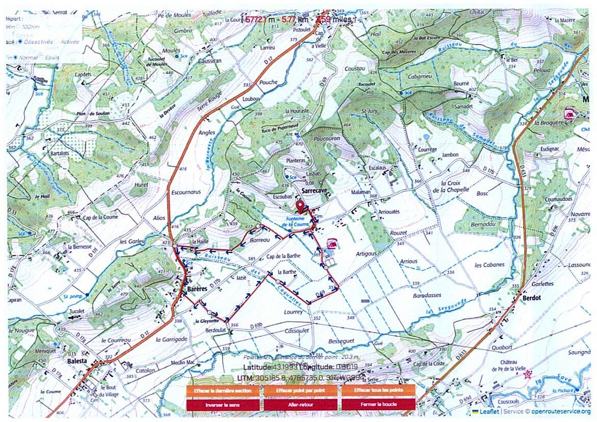 Sarrecave 24 avril 2025 boucle apres midi plan a
